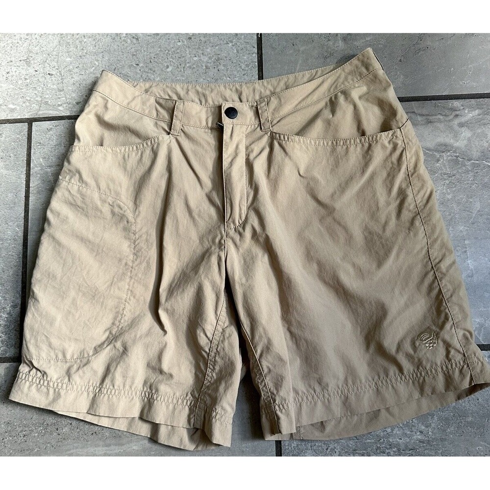 Mountain‎ Hardwear Shorts Womens 6 Beige Logo Nylon Outdoor Hiking Gear